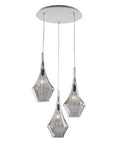 Lampada a Sospensione Moderna con Vetri Pyrex Trasparenti, Ambra o Grigi – Grigio – 3 luci rosone tondo