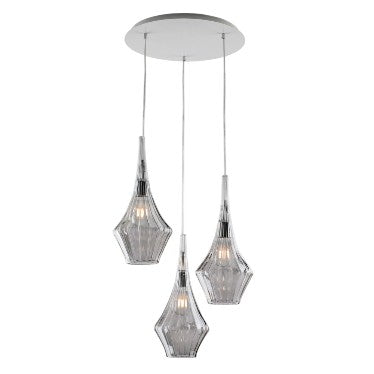 Lampada a Sospensione Moderna con Vetri Pyrex Trasparenti, Ambra o Grigi – Grigio – 3 luci rosone tondo