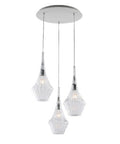 Lampada a Sospensione Moderna con Vetri Pyrex Trasparenti, Ambra o Grigi – Trasparente – 3 luci rosone tondo