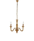 Lampadario Shabby Chic in Legno Bianco Shabby o Oro Antico – Oro Antico – 3 luci