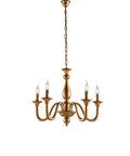 Lampadario Shabby Chic in Legno Bianco Shabby o Oro Antico – Oro Antico – 5 luci