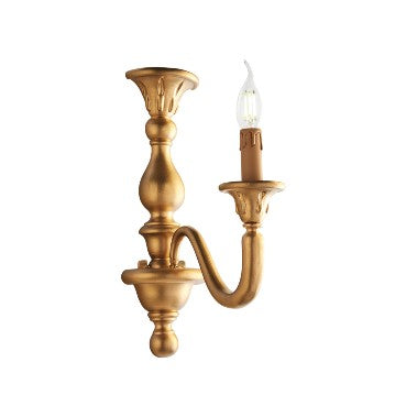 Applique Shabby Chic in Legno Bianco Shabby o Oro Antico – Oro Antico – 1 luce