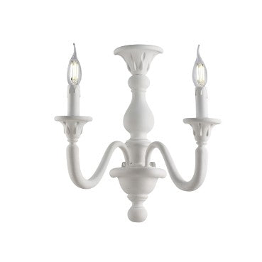 Applique Shabby Chic in Legno Bianco Shabby o Oro Antico – Bianco Shabby – 2 luci