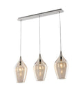 Lampada a Sospensione Moderna con Vetri Pyrex Trasparenti, Ambra o Grigi – Ambra – 3 luci su binario