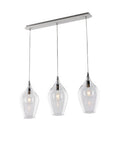 Lampada a Sospensione Moderna con Vetri Pyrex Trasparenti, Ambra o Grigi – Trasparente – 3 luci su binario