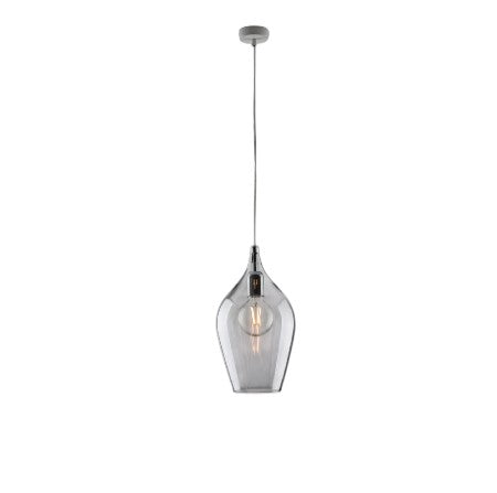Lampada a Sospensione Moderna con Vetri Pyrex Trasparenti, Ambra o Grigi – Grigio – 1 luce