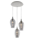 Lampada a Sospensione Moderna con Vetri Pyrex Trasparenti, Ambra o Grigi – Grigio – 3 luci rosone tondo
