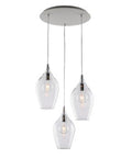 Lampada a Sospensione Moderna con Vetri Pyrex Trasparenti, Ambra o Grigi – Trasparente – 3 luci rosone tondo
