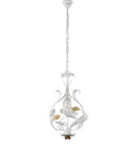 Lampadario Shabby Chic in Ferro Bianco Shabby o Avorio Decapé – Bianco / Oro – 1 luce