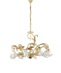 Lampadario Shabby Chic in Ferro Bianco Shabby o Avorio Decapé – Avorio / Oro – 8 luci