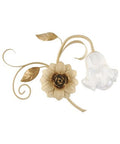Applique Shabby Chic in Ferro Bianco Shabby o Avorio Decapé – Avorio / Oro – 1 luce