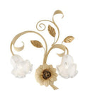 Applique Shabby Chic in Ferro Bianco Shabby o Avorio Decapé – Avorio / Oro – 2 luci