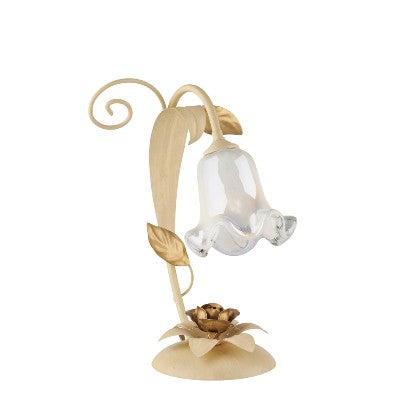 Lampada da Tavolo Shabby Chic in Ferro Bianco Shabby o Avorio Decapé – Avorio / Oro
