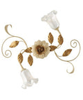 Plafoniera Shabby Chic in Ferro Bianco Shabby o Avorio Decapé – Avorio / Oro – 2 luci