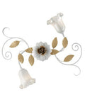 Plafoniera Shabby Chic in Ferro Bianco Shabby o Avorio Decapé – Bianco / Oro – 2 luci