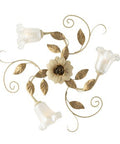 Plafoniera Shabby Chic in Ferro Bianco Shabby o Avorio Decapé – Avorio / Oro – 3 luci
