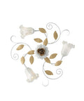Plafoniera Shabby Chic in Ferro Bianco Shabby o Avorio Decapé – Bianco / Oro – 3 luci