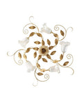 Plafoniera Shabby Chic in Ferro Bianco Shabby o Avorio Decapé – Avorio / Oro – 5 luci