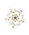 Plafoniera Shabby Chic in Ferro Bianco Shabby o Avorio Decapé – Bianco / Oro – 5 luci