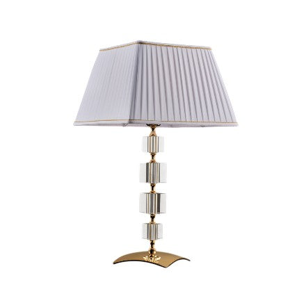 Lampada da Tavolo Classica in Ferro Dorato e Cristallo – Cristallo / Oro Lucido – Lume grande – 1 luce