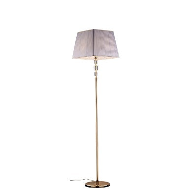 Lampada da Terra Classica in Ferro Dorato e Cristallo – Cristallo / Oro Lucido