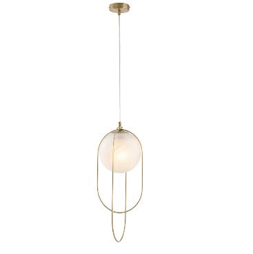 Lampada a Sospensione Moderna in Ferro con Sfera in Vetro – Bronzato