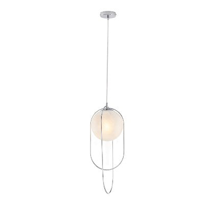 Lampada a Sospensione Moderna in Ferro con Sfera in Vetro – Cromo Lucido