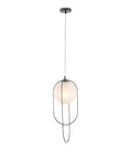 Lampada a Sospensione Moderna in Ferro con Sfera in Vetro – Cromo Nero