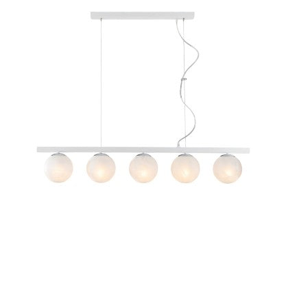 Lampada a Sospensione Moderna in Ferro Bianco e Cromo o Nero e Bronzo – Bianco / Cromo – 5 luci