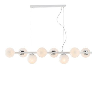 Lampada a Sospensione Moderna in Ferro Bianco e Cromo o Nero e Bronzo – Bianco / Cromo – 8 luci