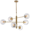 Lampada a Sospensione Moderna in Ferro Cromato o Bronzato con Sfere in Vetro – Bronzato – 6 luci – Standard