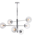 Lampada a Sospensione Moderna in Ferro Cromato o Bronzato con Sfere in Vetro – Cromo Lucido – 6 luci – Standard