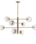 Lampada a Sospensione Moderna in Ferro Cromato o Bronzato con Sfere in Vetro – Bronzato – 8 luci – Standard