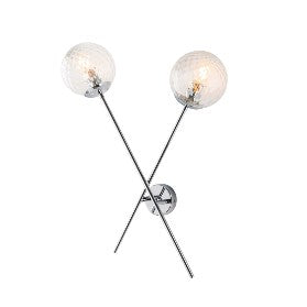 Applique Moderna in Ferro Cromato o Bronzato con Sfere in Vetro – Cromo Lucido – 2 luci – Standard