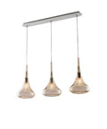 Lampada a Sospensione Moderna con Vetri Pyrex Trasparenti, Ambra o Grigi – Ambra – 3 luci su binario