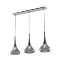Lampada a Sospensione Moderna con Vetri Pyrex Trasparenti, Ambra o Grigi – Grigio – 3 luci su binario