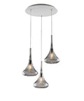 Lampada a Sospensione Moderna con Vetri Pyrex Trasparenti, Ambra o Grigi – Grigio – 3 luci rosone tondo