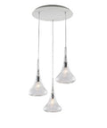 Lampada a Sospensione Moderna con Vetri Pyrex Trasparenti, Ambra o Grigi – Trasparente – 3 luci rosone tondo
