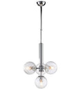 Lampada a Sospensione Moderna in Ferro Cromato o Bronzato con Sfere in Vetro – Cromo Lucido – Standard