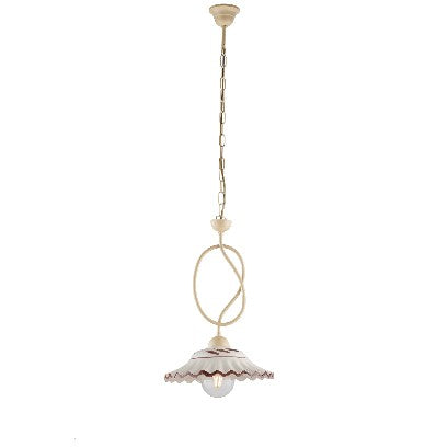 Lampadario Vintage in Ferro con Diffusori in Ceramica – Avorio / Decapè – 1 luce