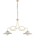 Lampadario Vintage in Ferro con Diffusori in Ceramica – Avorio / Decapè – 2 luci