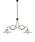 Lampadario Vintage in Ferro con Diffusori in Ceramica – Nero / Ruggine – 2 luci