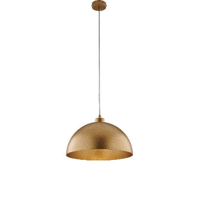 Lampada a Sospensione Industrial in Ferro con Decori Oro, Argento, Rame o Ruggine – Oro – 1 luce – Ø35 cm