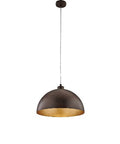 Lampada a Sospensione Industrial in Ferro con Decori Oro, Argento, Rame o Ruggine – Ruggine / Oro – 1 luce – Ø35 cm