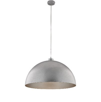 Lampada a Sospensione Industrial in Ferro con Decori Oro, Argento, Rame o Ruggine – Argento – 1 luce – Ø50 cm