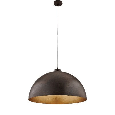 Lampada a Sospensione Industrial in Ferro con Decori Oro, Argento, Rame o Ruggine – Ruggine / Oro – 1 luce – Ø50 cm
