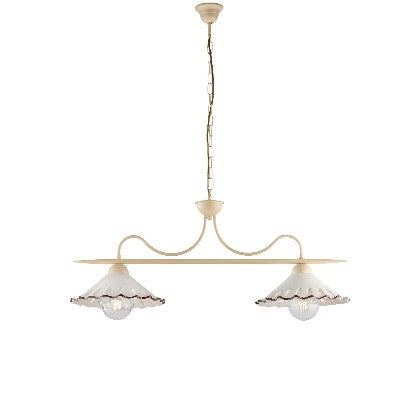 Lampadario Vintage in Ferro con Diffusori in Ceramica Traforata – Avorio / Decapè