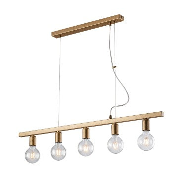 Lampada a Sospensione Classica in Ferro Nero e Oro o Bianco e Argento – Oro Antico – 5 luci