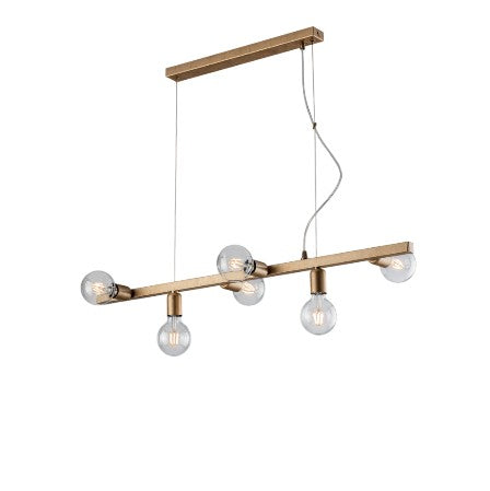 Lampada a Sospensione Classica in Ferro Nero e Oro o Bianco e Argento – Oro Antico – 6 luci