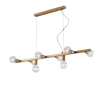 Lampada a Sospensione Classica in Ferro Nero e Oro o Bianco e Argento – Oro Antico – 8 luci